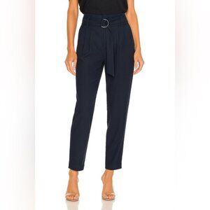 Joie Navy Blue High Waist Paperbag Pleated Taper Leg Slacks Pants Trousers S /XS